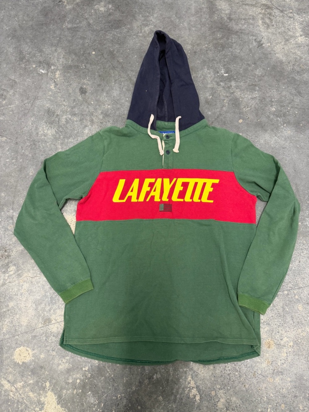 LAFAYETTE Green Rugby Pullover Hoodie Shirt SZ. L fit like a M